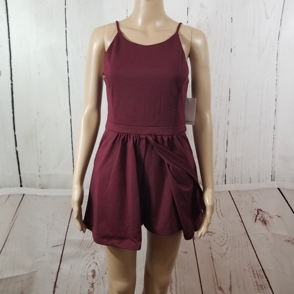 KALANI HILLIKER for Alyce Burgundy Romper Dress - Picture 1 of 7